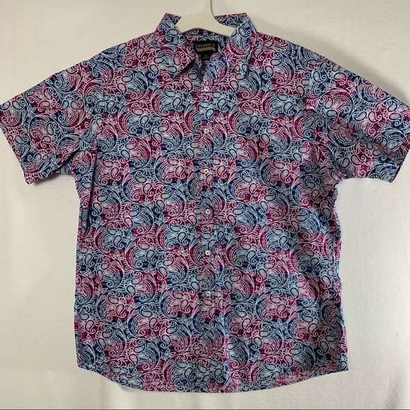 Other - Cremieux Premium Denim Jeans Check Plaid Paisley ShortSleeve Woven Shirt Mens XL